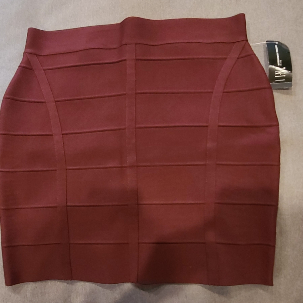 INC International Concepts Spice Berry (Dark Red/Burgundy) bodycon mini skirt L